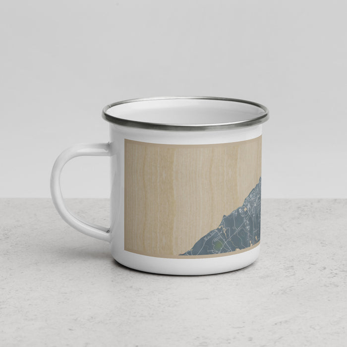 Left View Custom Oswego New York Map Enamel Mug in Afternoon