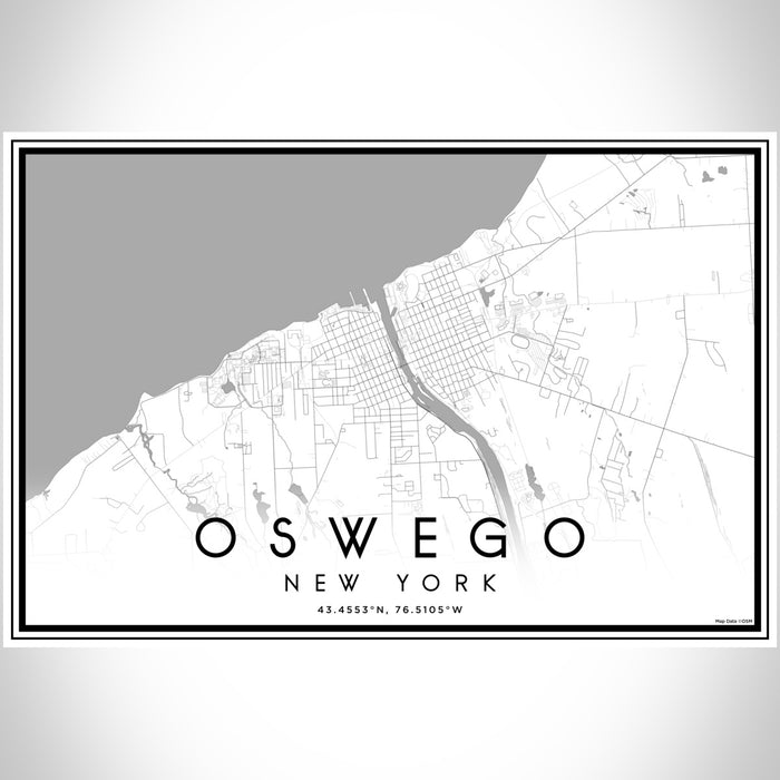 Oswego New York Map Print Landscape Orientation in Classic Style With Shaded Background