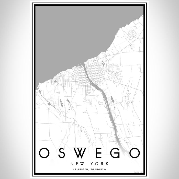 Oswego New York Map Print Portrait Orientation in Classic Style With Shaded Background