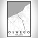 Oswego New York Map Print Portrait Orientation in Classic Style With Shaded Background