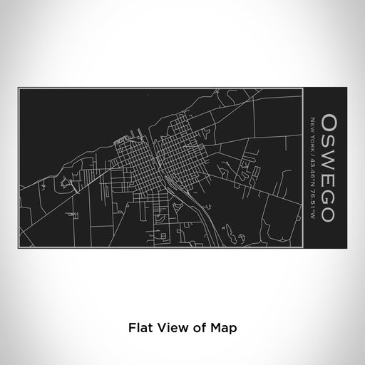 Rendered View of Oswego New York Map Engraving on 17oz Stainless Steel Insulated Cola Bottle in Black