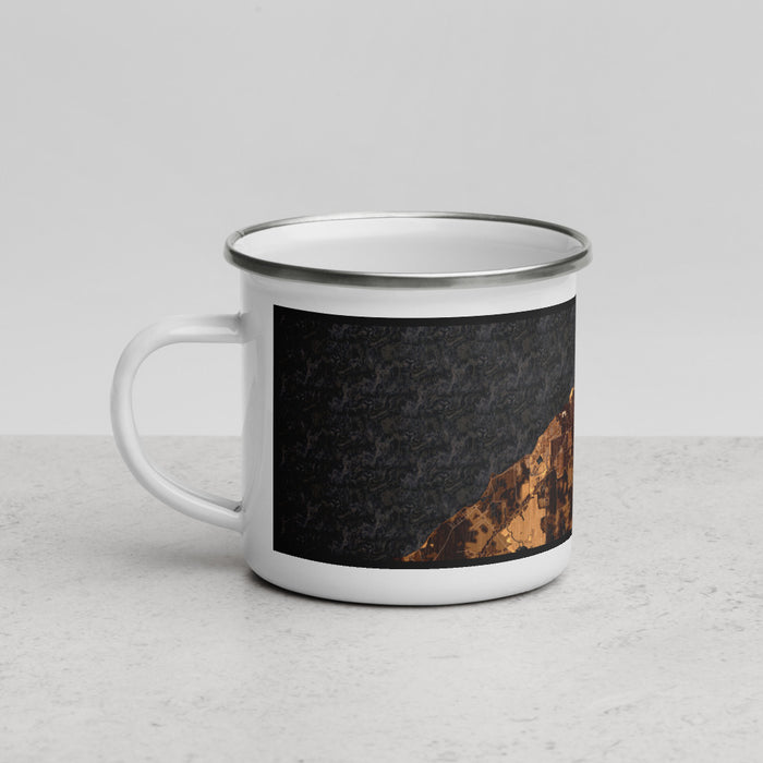 Left View Custom Oswego New York Map Enamel Mug in Ember