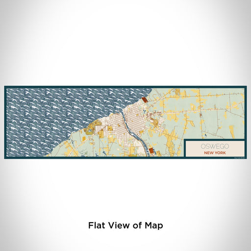 Flat View of Map Custom Oswego New York Map Enamel Mug in Woodblock