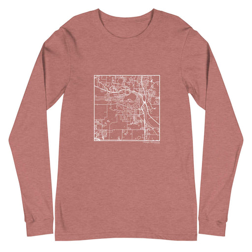 Otsego Minnesota  Map Unisex Long-Sleeve T-shirt with City inscription in Heather Mauve