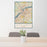 24x36 Ottawa Ontario Map Print Portrait Orientation in Woodblock Style Behind 2 Chairs Table and Potted Plant