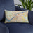 Custom Ottawa Ontario Map Throw Pillow in Woodblock on Blue Colored Chair