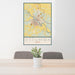 24x36 Ottumwa Iowa Map Print Portrait Orientation in Woodblock Style Behind 2 Chairs Table and Potted Plant