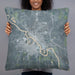 Person holding 22x22 Custom Ottumwa Iowa Map Throw Pillow in Afternoon