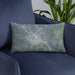 Custom Ottumwa Iowa Map Throw Pillow in Afternoon on Blue Colored Chair