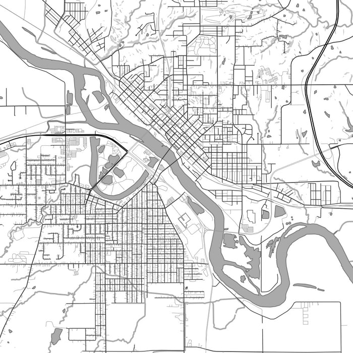 Ottumwa Iowa Map Print in Classic Style Zoomed In Close Up Showing Details