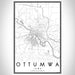 Ottumwa Iowa Map Print Portrait Orientation in Classic Style With Shaded Background