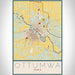 Ottumwa Iowa Map Print Portrait Orientation in Woodblock Style With Shaded Background