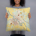 Person holding 18x18 Custom Ottumwa Iowa Map Throw Pillow in Woodblock