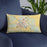 Custom Ottumwa Iowa Map Throw Pillow in Woodblock on Blue Colored Chair