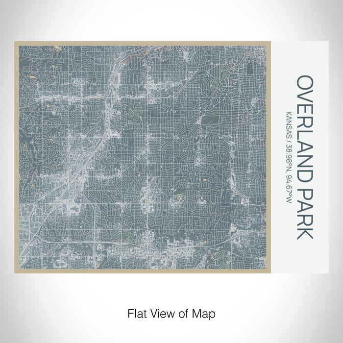 Rendered View of Overland Park Kansas Map on 20oz Stainless Steel Insulated Bottle with Bamboo Top with printed afternoon style map