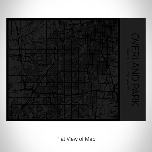 Rendered View of Overland Park Kansas Map on 20oz Stainless Steel Insulated Bottle with Bamboo Top in Matte Black with printed Tactile Lines Map in Black