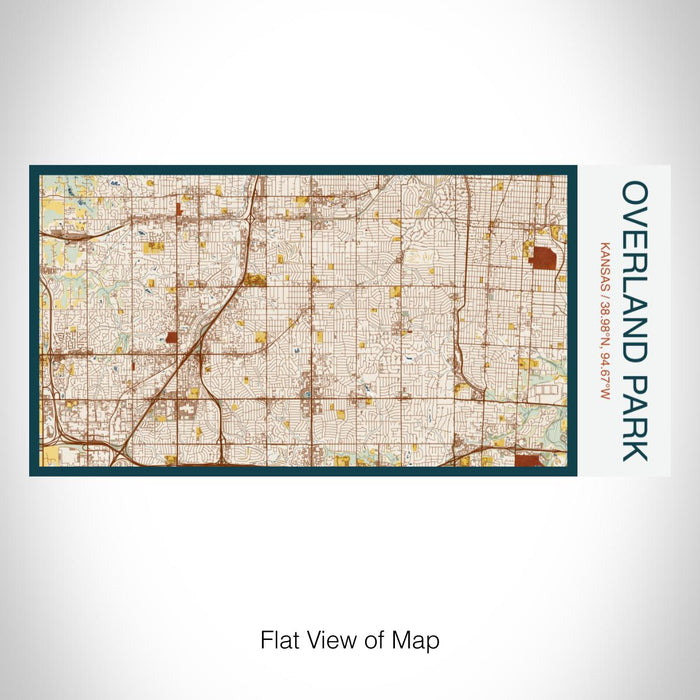 Rendered View of Overland Park Kansas Map on 17oz Stainless Steel Insulated Bottle with printed woodblock style map