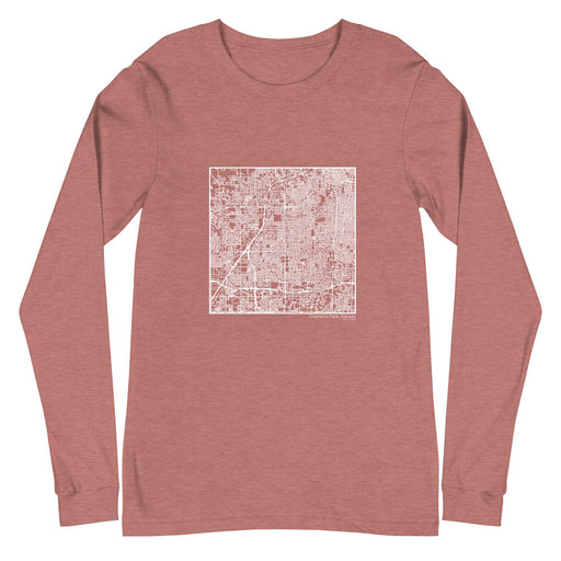 Overland Park Kansas  Map Unisex Long-Sleeve T-shirt with City inscription in Heather Mauve