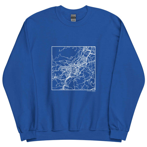 Oviedo Spain  Map Unisex Crewneck Sweater with City inscription in Royal Blue