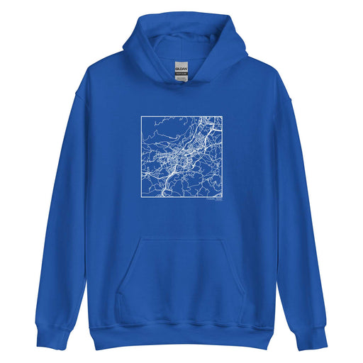 Oviedo Spain  Map Unisex Hoodie Sweater with City inscription in Royal Blue