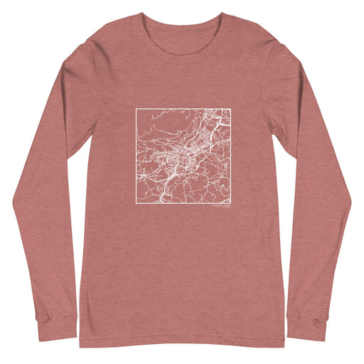 Oviedo Spain  Map Unisex Long-Sleeve T-shirt with City inscription in Heather Mauve