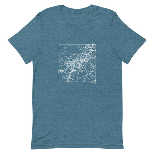 Oviedo Spain  Map Unisex T-Shirt with City inscription in Heather Teal