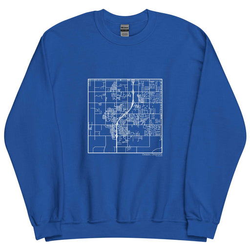 Owasso Oklahoma  Map Unisex Crewneck Sweater with City inscription in Royal Blue