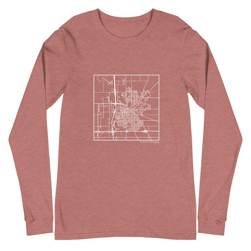 Owatonna Minnesota  Map Unisex Long-Sleeve T-shirt with City inscription in Heather Mauve