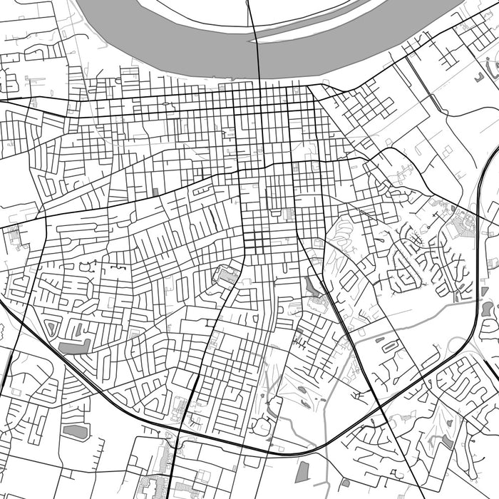 Owensboro Kentucky Map Print in Classic Style Zoomed In Close Up Showing Details