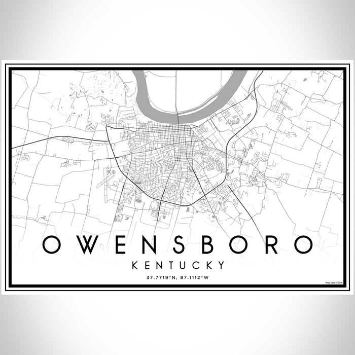 Owensboro Kentucky Map Print Landscape Orientation in Classic Style With Shaded Background