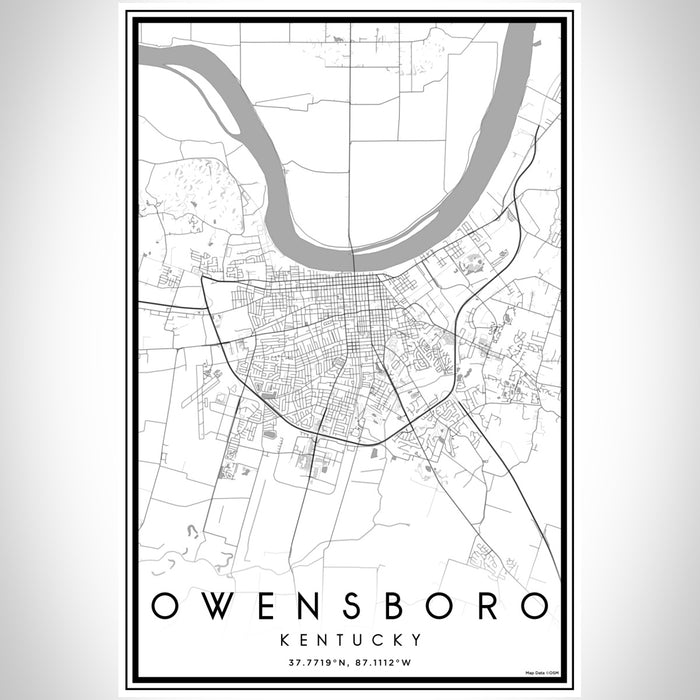 Owensboro Kentucky Map Print Portrait Orientation in Classic Style With Shaded Background