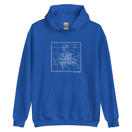 Owosso Michigan  Map Unisex Hoodie Sweater with City inscription in Royal Blue