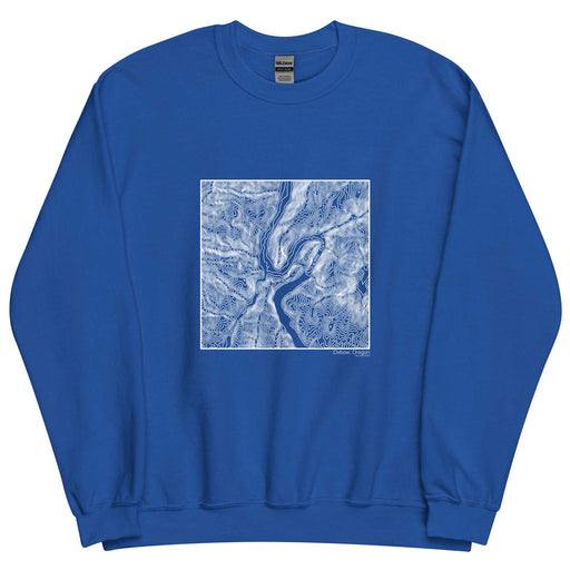 Oxbow Oregon Topographic  Map Unisex Crewneck Sweater with City inscription in Royal Blue