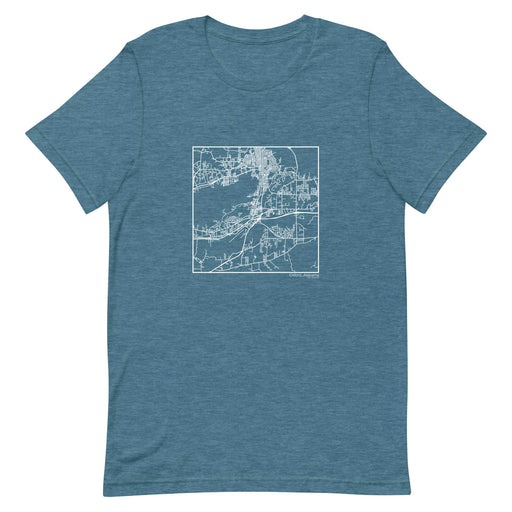 Oxford Alabama  Map Unisex T-Shirt with City inscription in Heather Teal