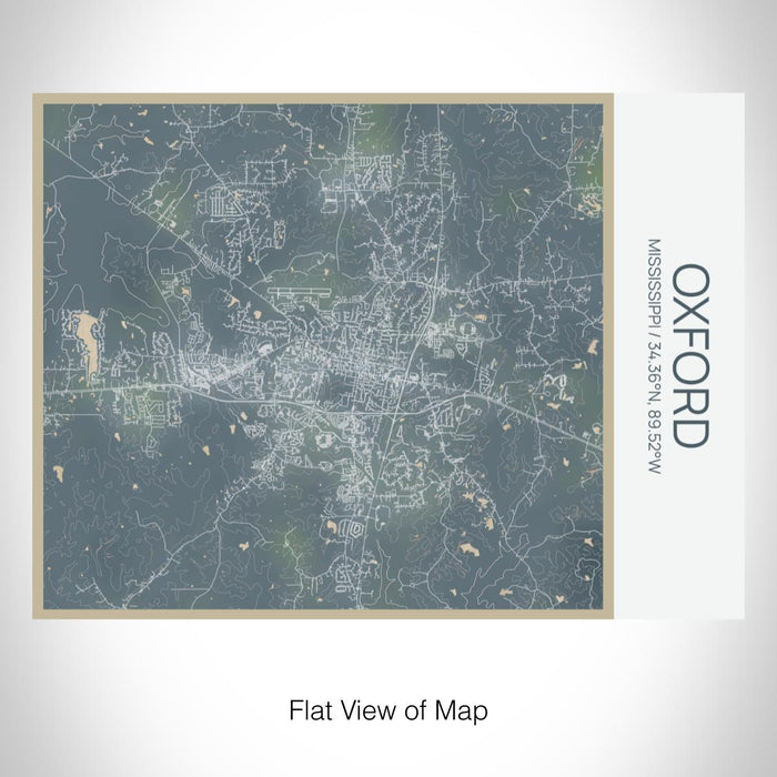 Rendered View of Oxford Mississippi Map on 20oz Stainless Steel Insulated Bottle with Bamboo Top with printed afternoon style map