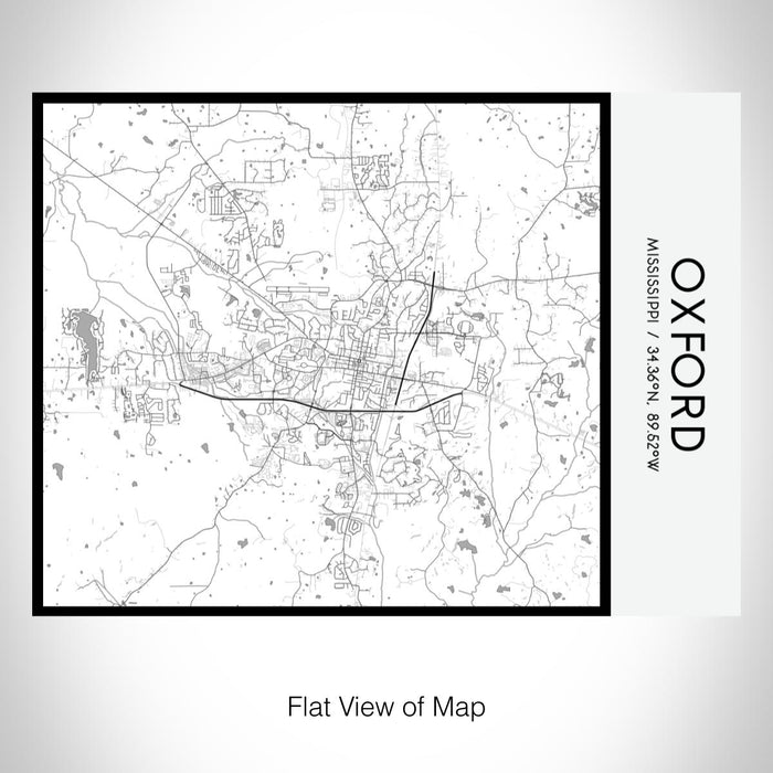 Rendered View of Oxford Mississippi Map on 20oz Stainless Steel Insulated Bottle with Bamboo Top with printed classic style map