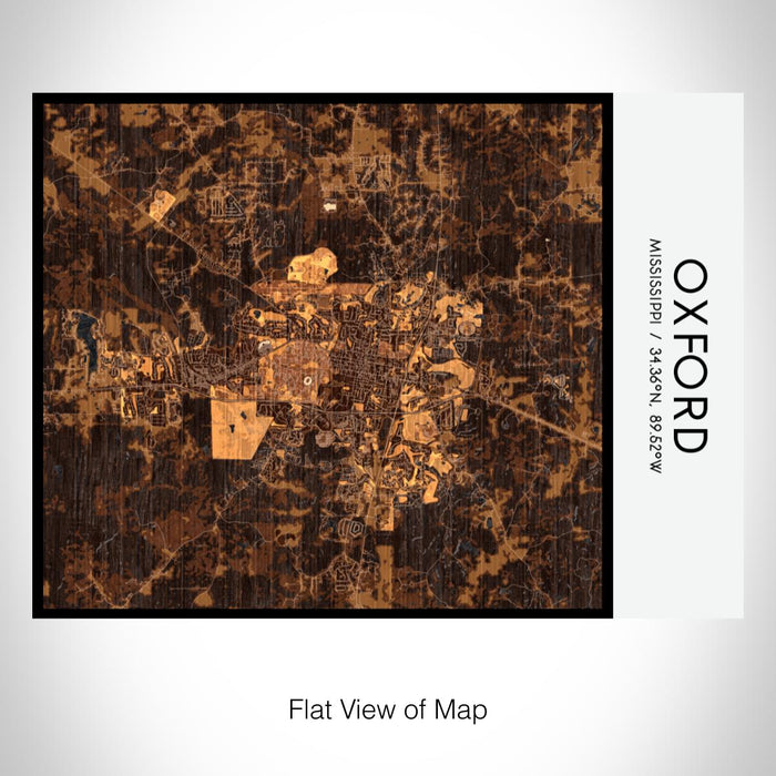 Rendered View of Oxford Mississippi Map on 20oz Stainless Steel Insulated Bottle with Bamboo Top with printed ember style map