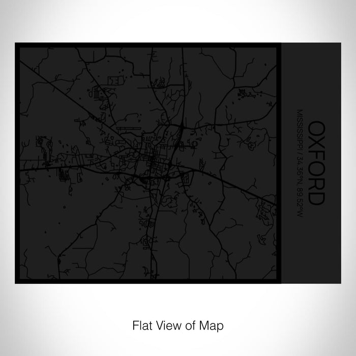 Rendered View of Oxford Mississippi Map on 20oz Stainless Steel Insulated Bottle with Bamboo Top in Matte Black with printed Tactile Lines Map in Black