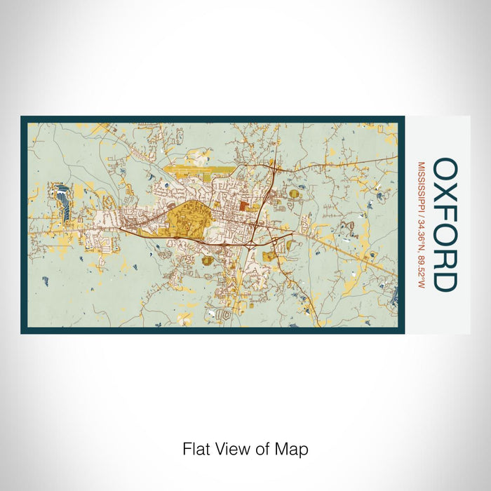 Rendered View of Oxford Mississippi Map on 17oz Stainless Steel Insulated Bottle with printed woodblock style map