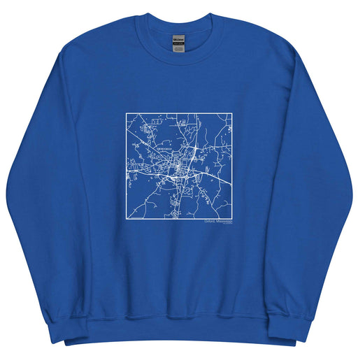 Oxford Mississippi  Map Unisex Crewneck Sweater with City inscription in Royal Blue