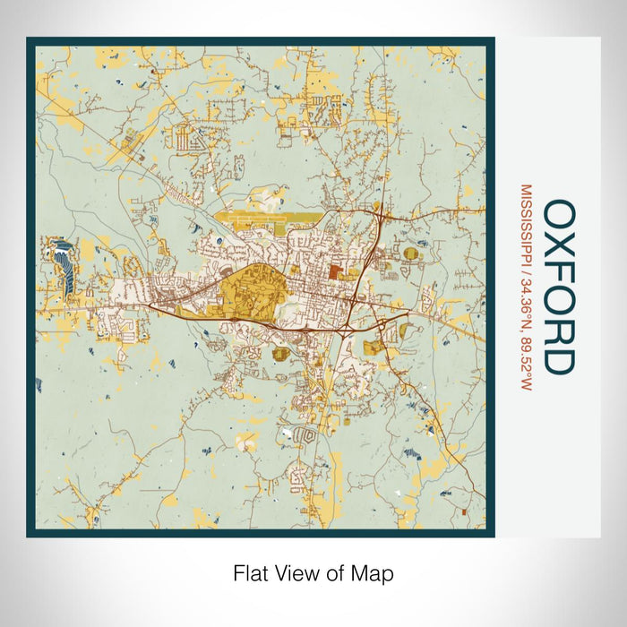 Rendered View of Oxford Mississippi Map on 17oz Stainless Steel Insulated Tumbler in Woodblock Map Style