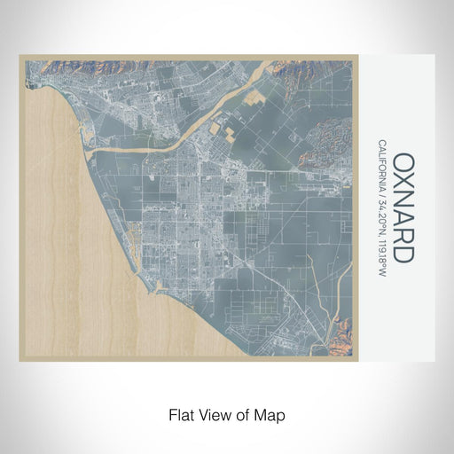 Rendered View of Oxnard California Map on 20oz Stainless Steel Insulated Bottle with Bamboo Top with printed afternoon style map