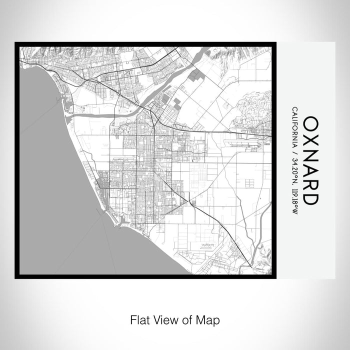 Rendered View of Oxnard California Map on 20oz Stainless Steel Insulated Bottle with Bamboo Top with printed classic style map