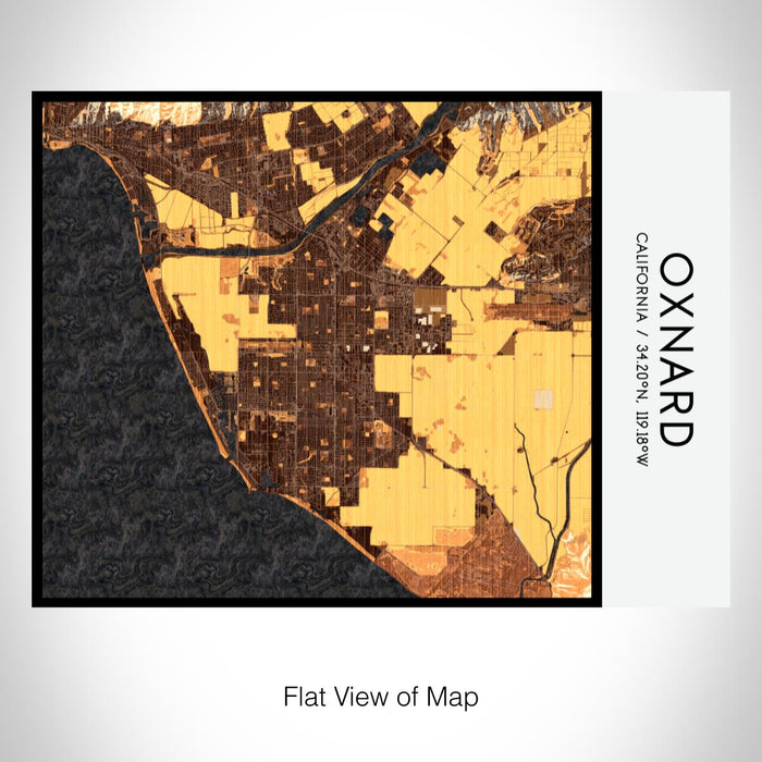 Rendered View of Oxnard California Map on 20oz Stainless Steel Insulated Bottle with Bamboo Top with printed ember style map
