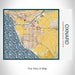 Rendered View of Oxnard California Map on 20oz Stainless Steel Insulated Bottle with Bamboo Top with printed woodblock style map