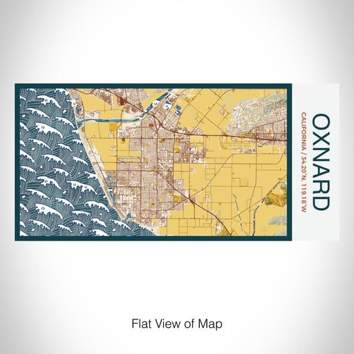 Rendered View of Oxnard California Map on 17oz Stainless Steel Insulated Bottle with printed woodblock style map