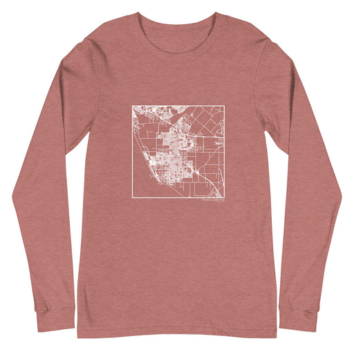 Oxnard California  Map Unisex Long-Sleeve T-shirt with City inscription in Heather Mauve