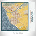 Rendered View of Oxnard California Map on 17oz Stainless Steel Insulated Tumbler in Woodblock Map Style