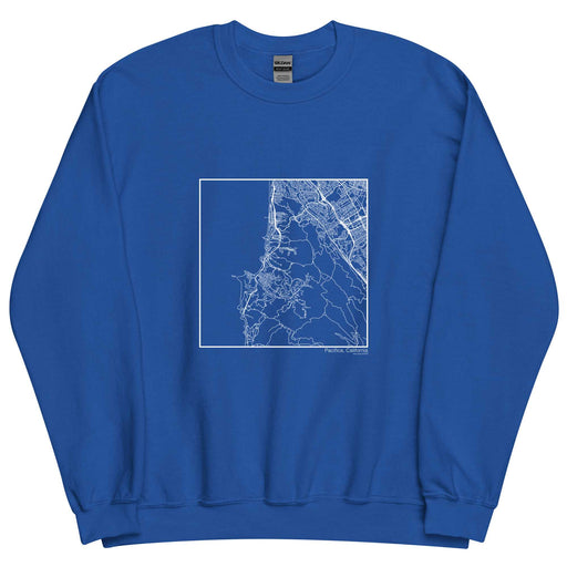 Pacifica California  Map Unisex Crewneck Sweater with City inscription in Royal Blue
