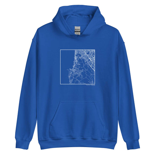 Pacifica California  Map Unisex Hoodie Sweater with City inscription in Royal Blue